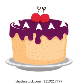 sweet and delicious cake with cherries