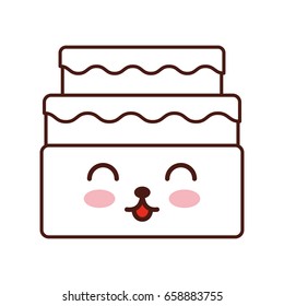 sweet and delicious cake kawaii character