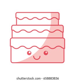 sweet and delicious cake kawaii character