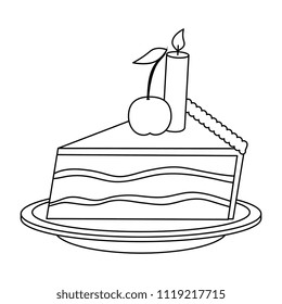 sweet and delicious cake portion with candle