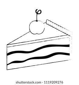 sweet and delicious cake portion with cherry