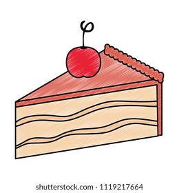 sweet and delicious cake portion with cherry