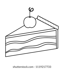 sweet and delicious cake portion with cherry