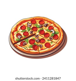 sweet delicious chopped pizza icon.  fast food isolated Vector collection on white background.