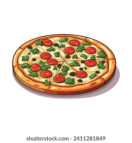 sweet delicious chopped pizza icon.  fast food isolated Vector collection on white background.