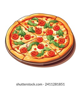 sweet delicious chopped pizza icon.  fast food isolated Vector collection on white background.