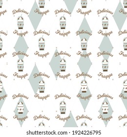 Sweet and Delicious Coffee Frappe Vector Graphic Seamless Pattern can be use for background and apparel design