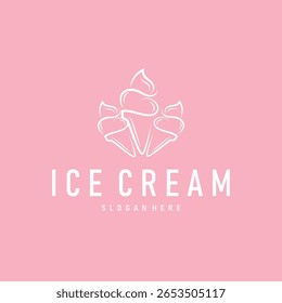 Doces deliciosos, e comida fria, logotipo de sorvete com um conceito de linha moderno e minimalista adequado para marca de negócios, modelo, cartaz, restaurante, café, como um símbolo de ilustração