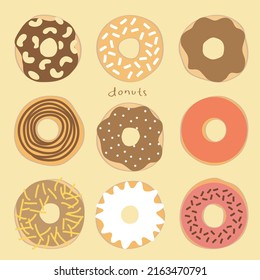 Sweet and delicious colorful donuts
