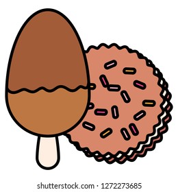 sweet and delicious cookies with ice cream stick