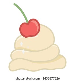 Sweet and delicious cream with cherry design