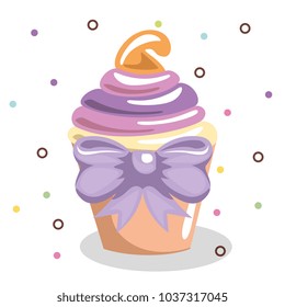 sweet and delicious cupcake with bowtie birthday card