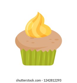 Sweet delicious cupcake, design element for Birthday party vector Illustration on a white background