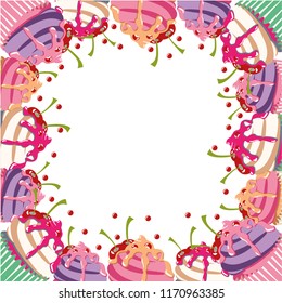 sweet and delicious cupcake frame for invitations and announcements