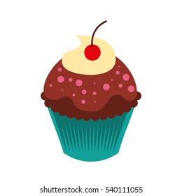 sweet and delicious cupcake icon vector illustration design