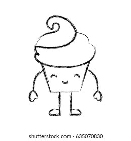 sweet and delicious cupcake kawaii character