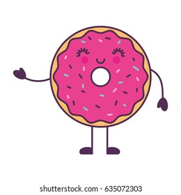 sweet and delicious donut kawaii character