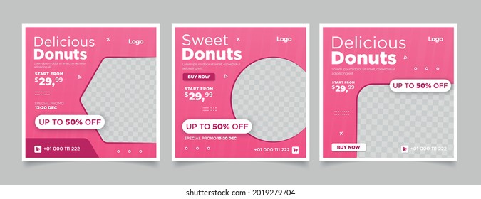 Sweet and delicious Doughnuts square flyer template