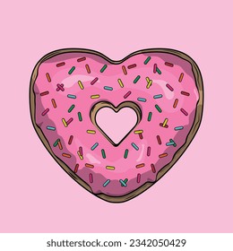 süße und leckere, herzförmige Donut für den Valentinstag oder für Menschen, die gerne Donuts mögen