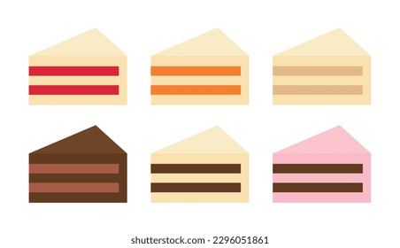 Sweet delicious piece of cake icon illustration set. Design sources that can be used in cafes and bakeries.