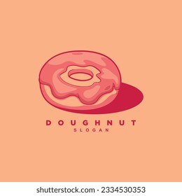 Sweet and delicious strawberry donut bakery logo design vector illustration