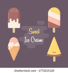 sweet delicous ice cream flat design icon