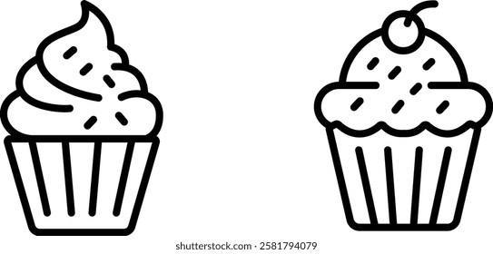 Sweet and Delightful Cupcake Icon for Bakery, Desserts, and Confectionery Treats