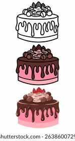 Sweet design, beauty of delicious cake vector set.