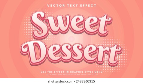 Sweet Dessert 3d editable text effect Template suitable for sweet food products