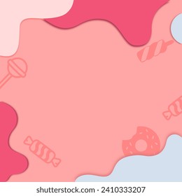 Sweet dessert background. with space for copy text. Paper cut style