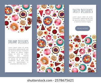 Sweet Dessert Banner Design Above View Vector Template