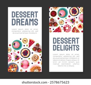 Sweet Dessert Banner Design Above View Vector Template