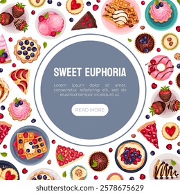 Sweet Dessert Banner Design Above View Vector Template