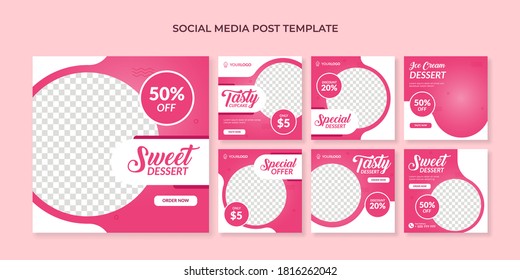 Sweet Dessert Banner For Social Media Post Template