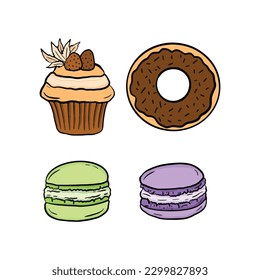 Sweet Dessert and Cake Design Illustration