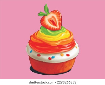 Sweet Dessert Sweet Cake Vector Cartoon Style Illustration