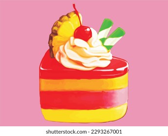Sweet Dessert Sweet Cake Vektorgrafik Stil Illustration