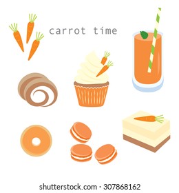 Sweet dessert carrot flavor set.vector design illustration.