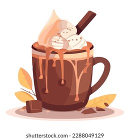 Sweet dessert and coffee in cute mug isolated