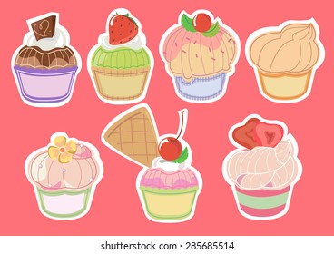 Sweet dessert - cute cupcakes and cream