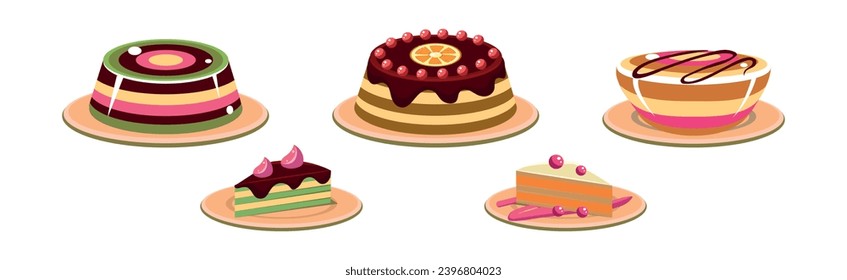 Sweet Dessert and Different Sugary Treat Vector Set