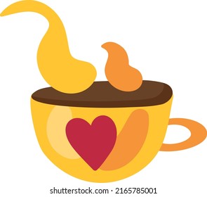 Sweet dessert drink vector icon. Hot chocolate and cacao beverage, coffee and tea. Flat cartoon illustration