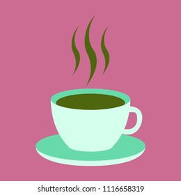 Sweet dessert in flat design cup of coffee