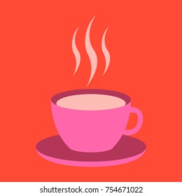 Sweet dessert in flat design cup of coffee