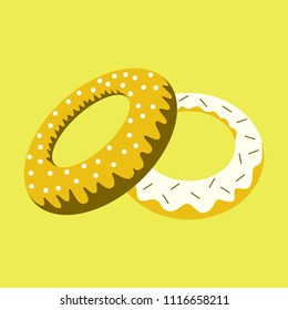 Sweet dessert in flat design Donuts