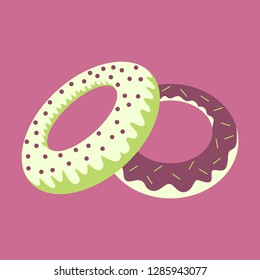 Sweet dessert in flat design Donuts