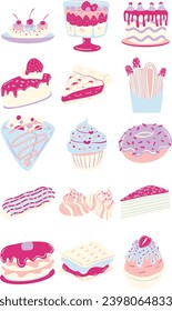 Sweet Dessert Hand Drawn Illustration Set