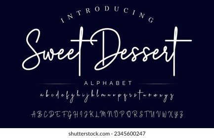 Sweet Dessert Hand drawn vector alphabet. Script font. Isolated letters written with marker, ink. Calligraphy, lettering.