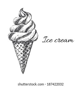 Sweet dessert, Ice cream, hand drawn vector illustration