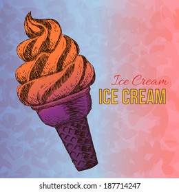 Sweet dessert, Ice cream, hand drawn vector illustration